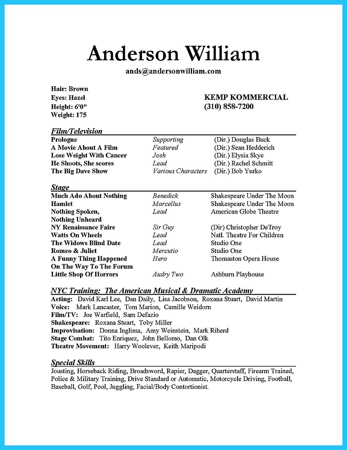 Actor resume sample presents how you will make your