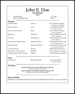 Free Acting Resume Samples and Examples