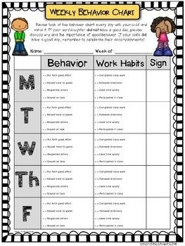 Weekly Behavior Chart Editable & Free by More Time 2