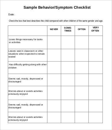 11 Child Behavior Checklist Template Free PDF Documents