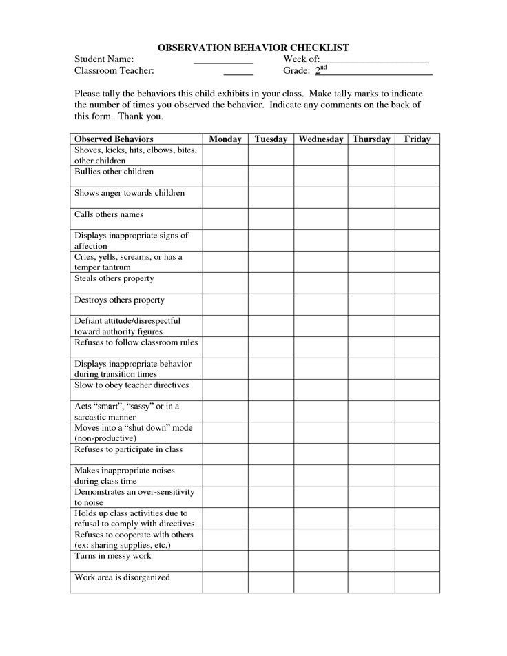 Ch 2 P38 Checklist This is a behavior observation