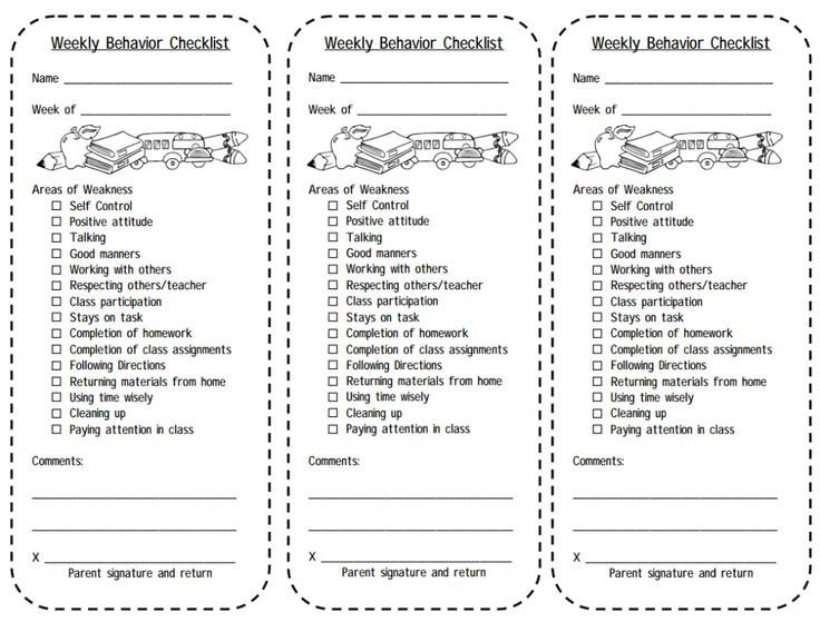 Print this Weekly Behavior Checklist for students Balance