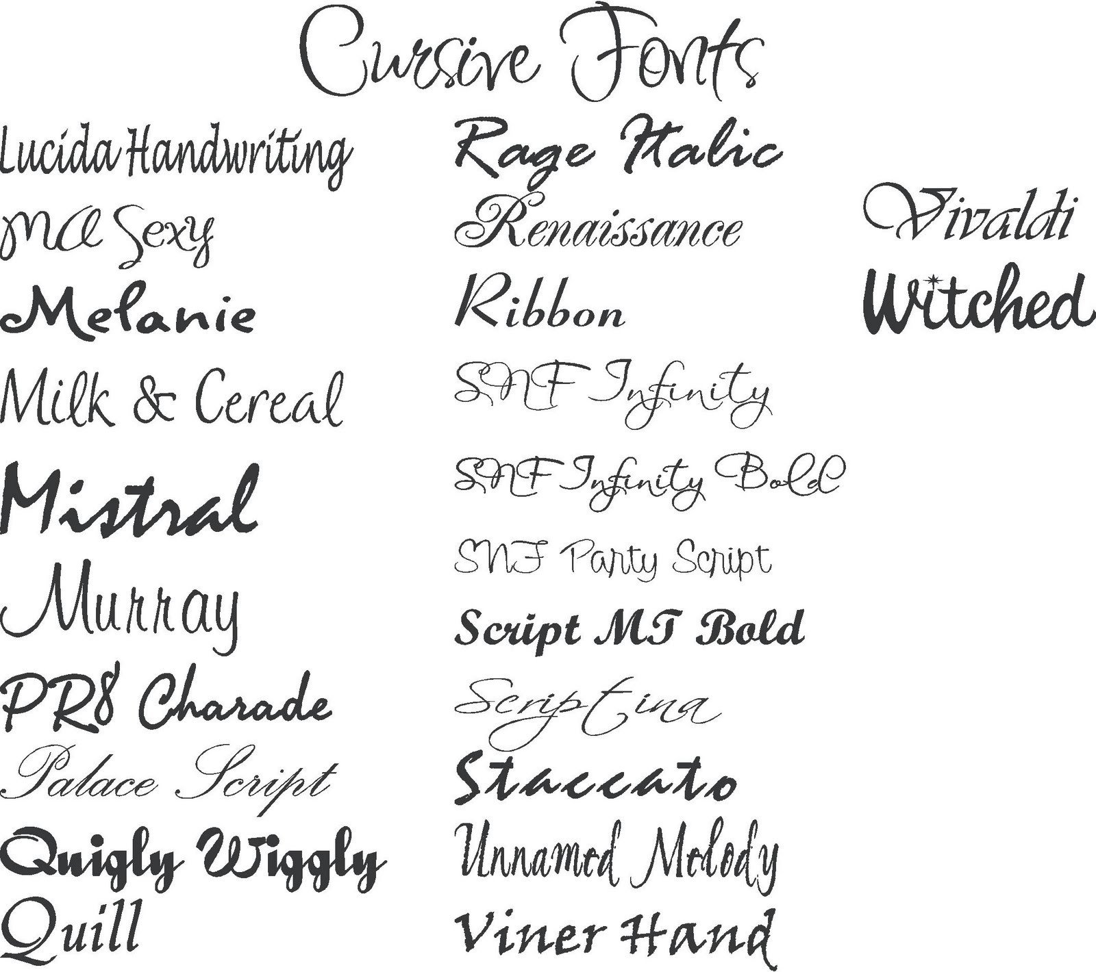 Simply Beautiful Cursive Fonts