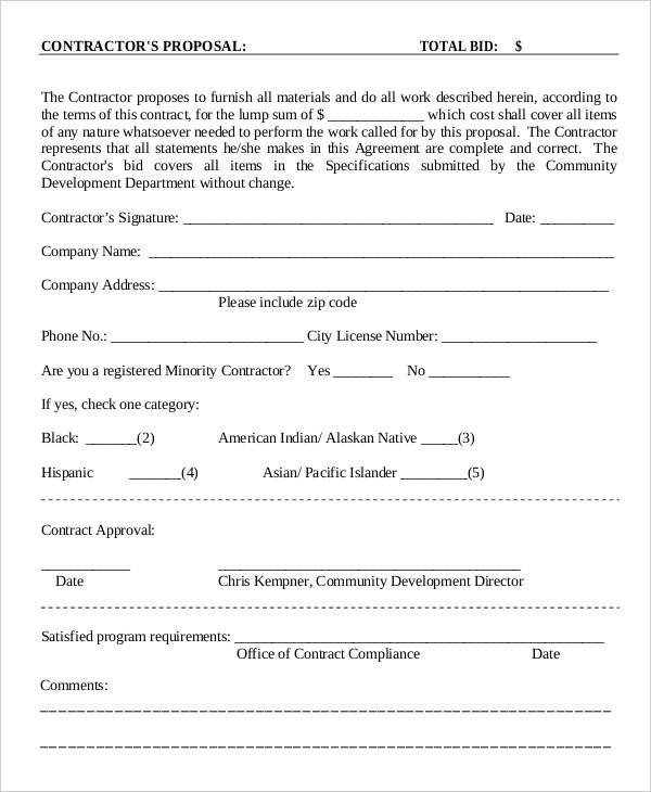Contractor Proposal Template Pdf
