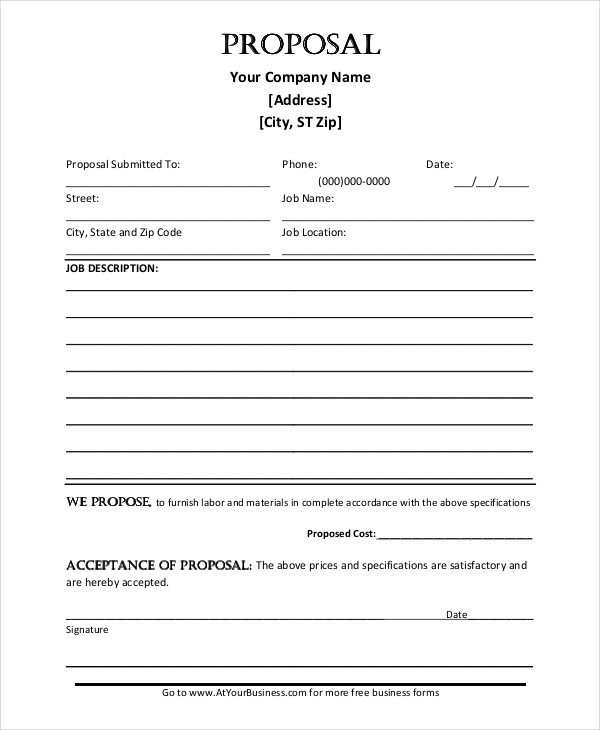 Job Proposal Template 24 Free Word PDF Document