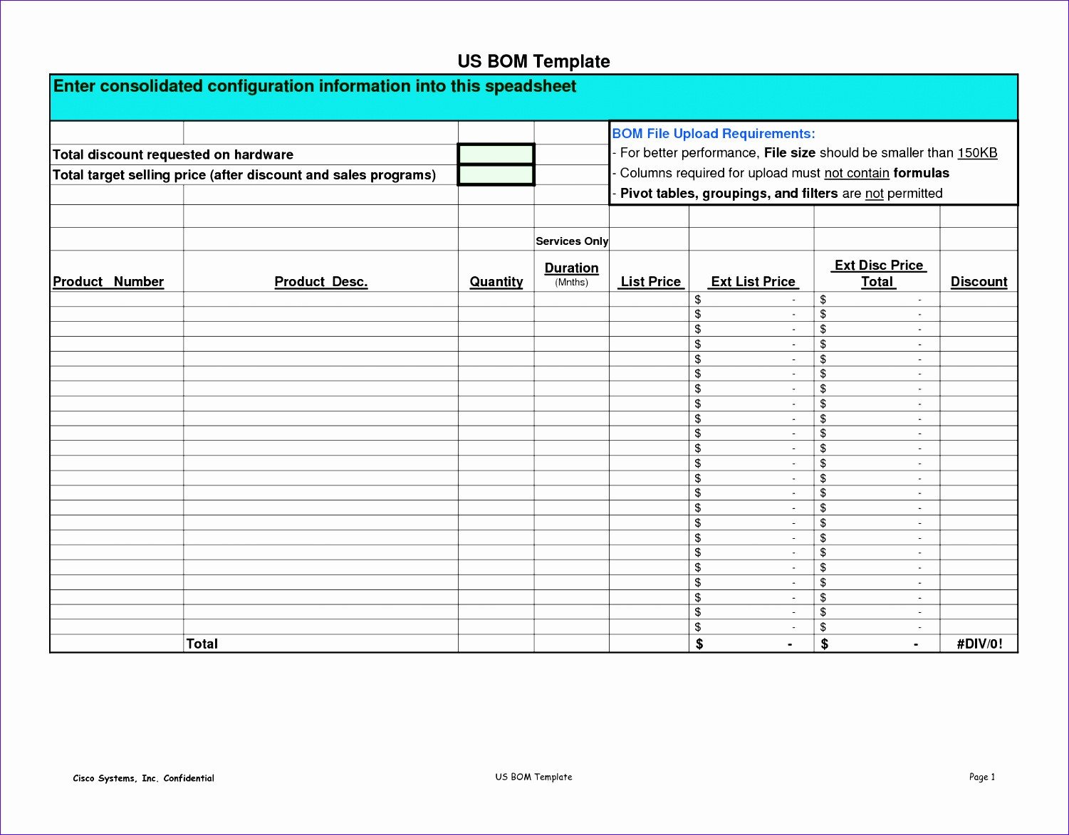 8 Bill Material Excel Template ExcelTemplates