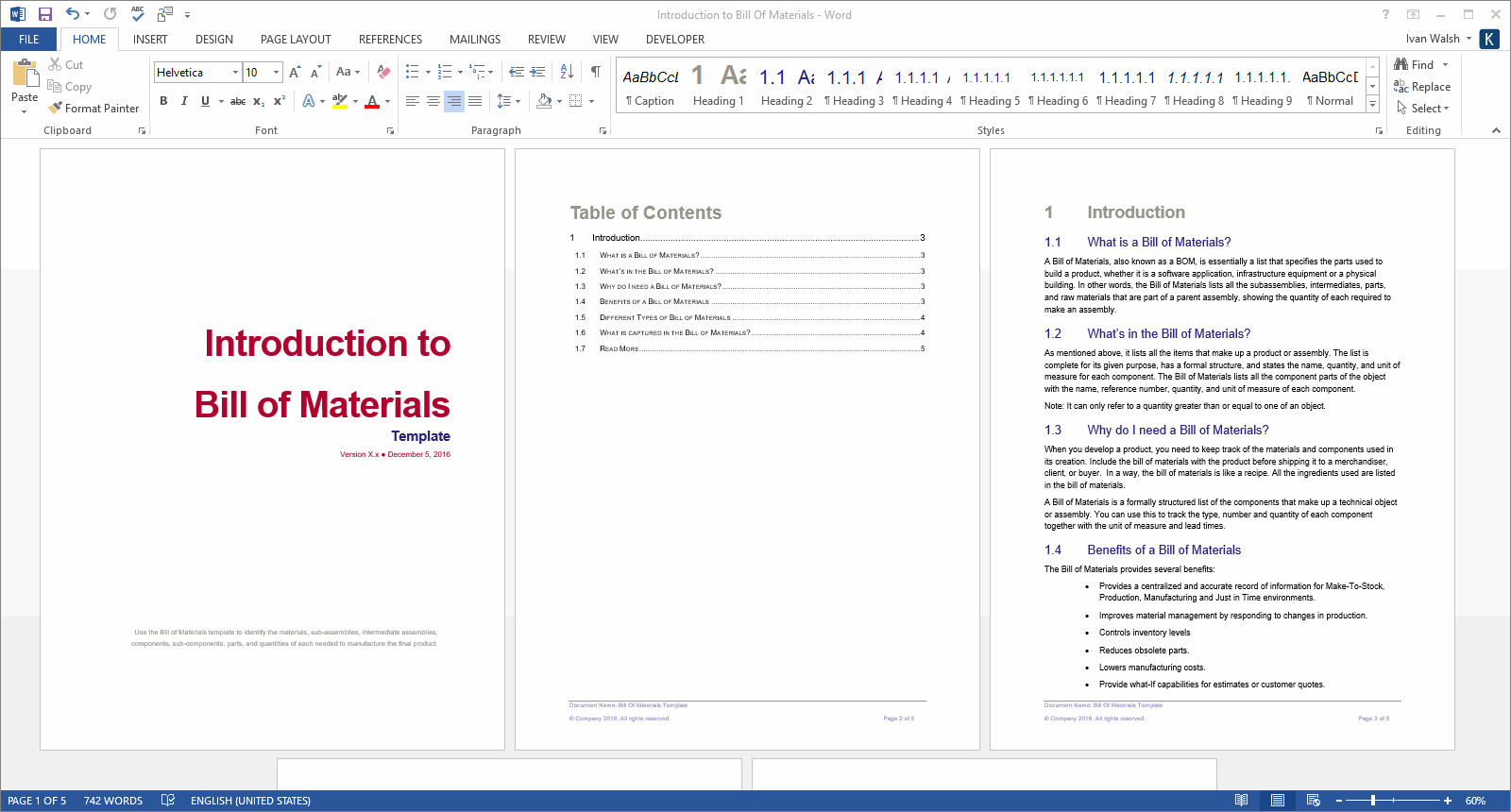 Bill of Materials Template MS Word Excel – Templates