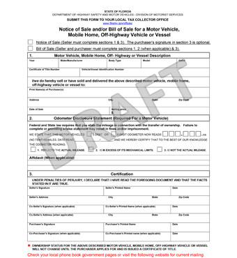 Free Florida Bill of Sale Form PDF Template
