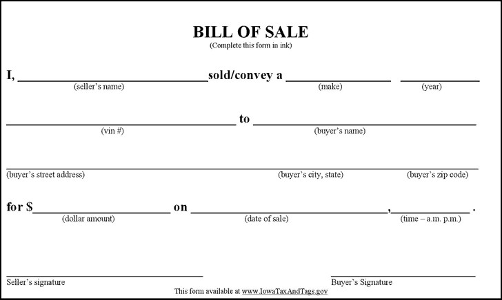 Top 5 Free Samples Bill of sale Templates Word