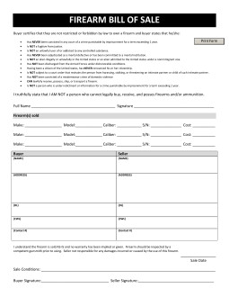 Free Texas Firearm Bill of Sale Form PDF