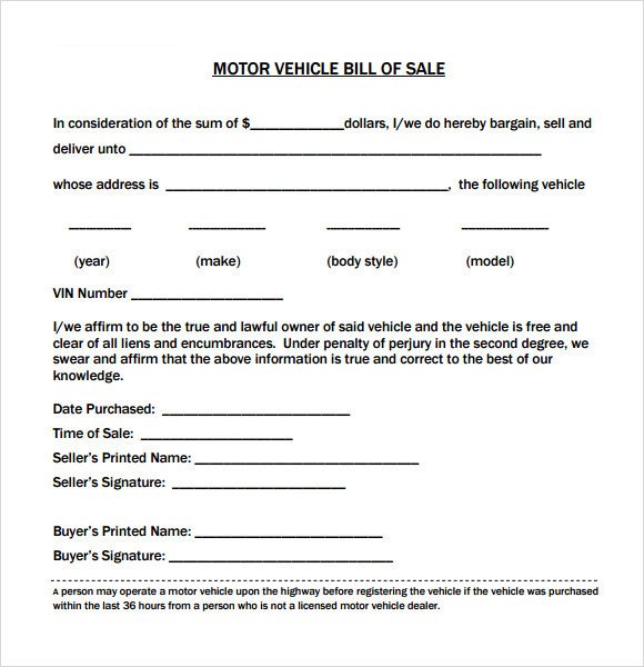 14 Sample Vehicle Bill of Sales PDF Word