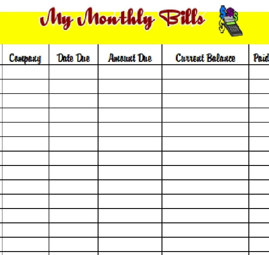 Download the PDF template and keep track of your monthly