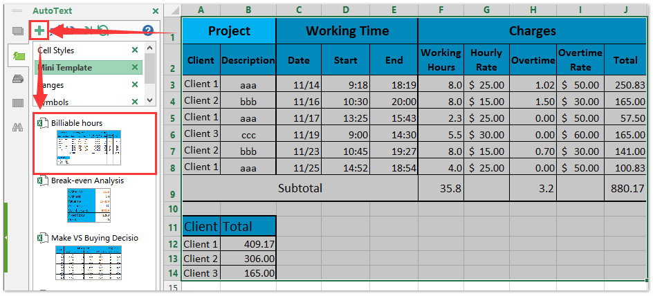 How to create billable hours template in Excel