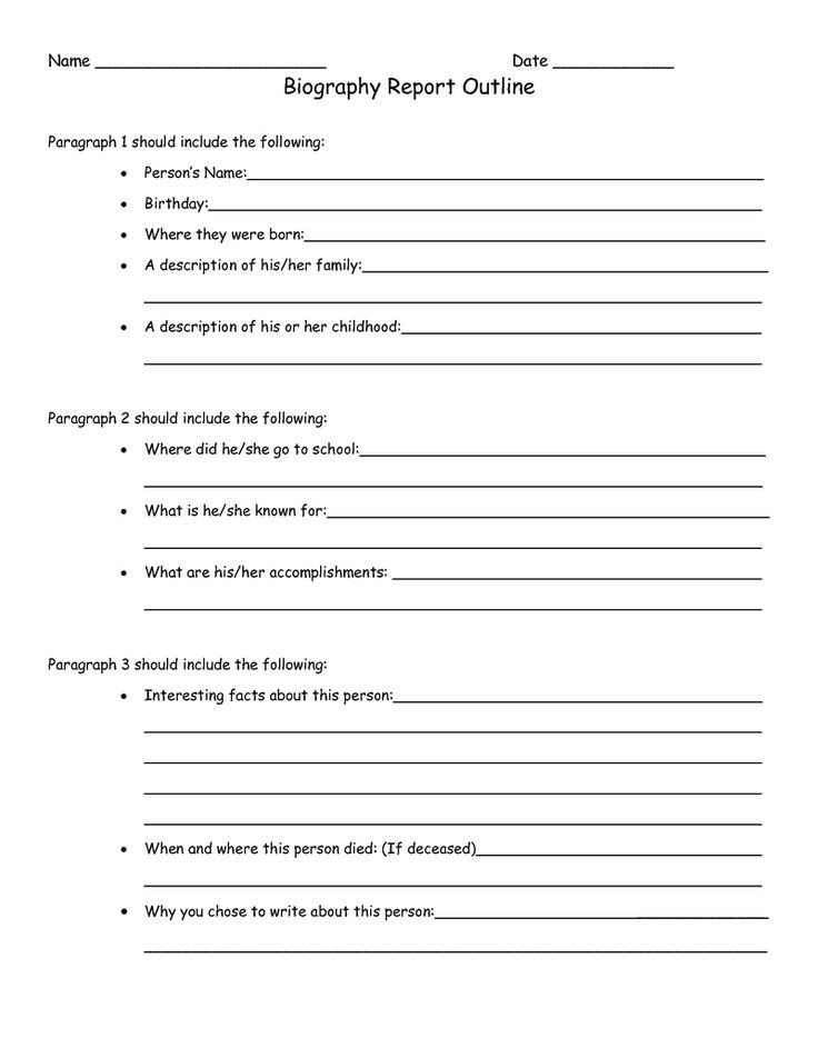 Biography Report Outline Worksheet pdf
