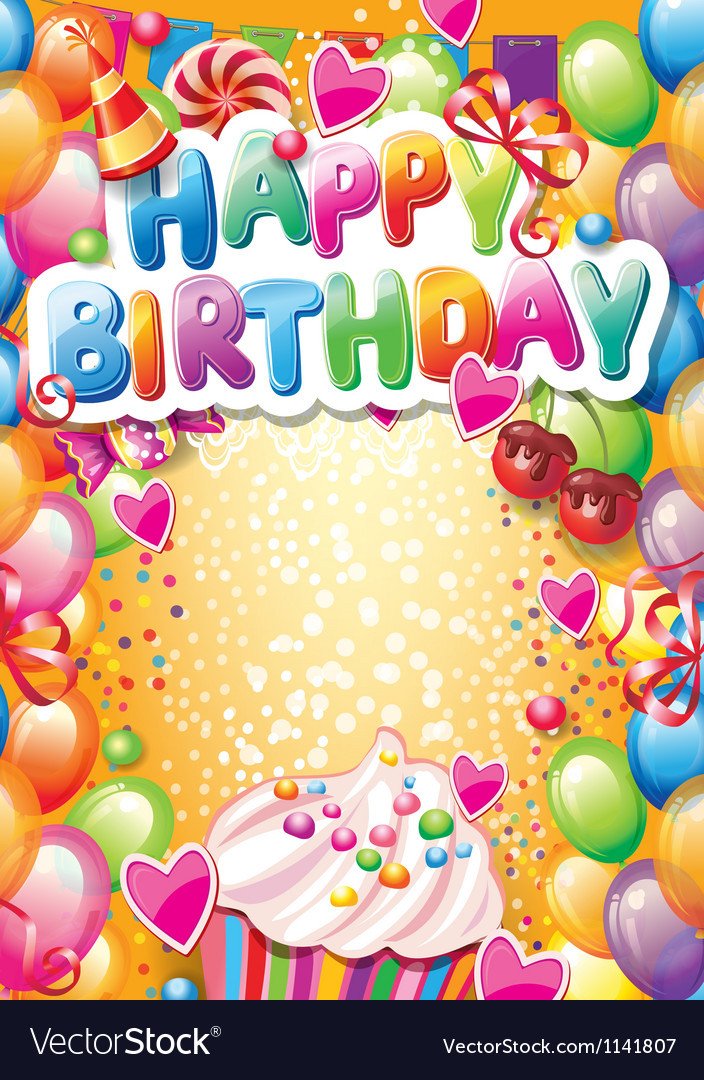 Template for Happy birthday card with place for Vector Image
