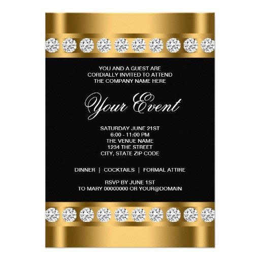 Black Gold Black Tie Corporate Party Template 4 5" X 6 25