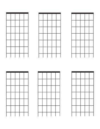 Guitar Fretboard diagrams Six Fret blank template 6 per