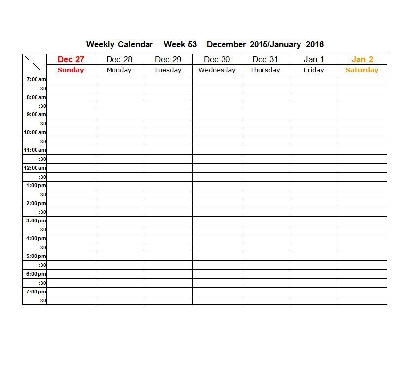 26 Blank Weekly Calendar Templates [PDF Excel Word]