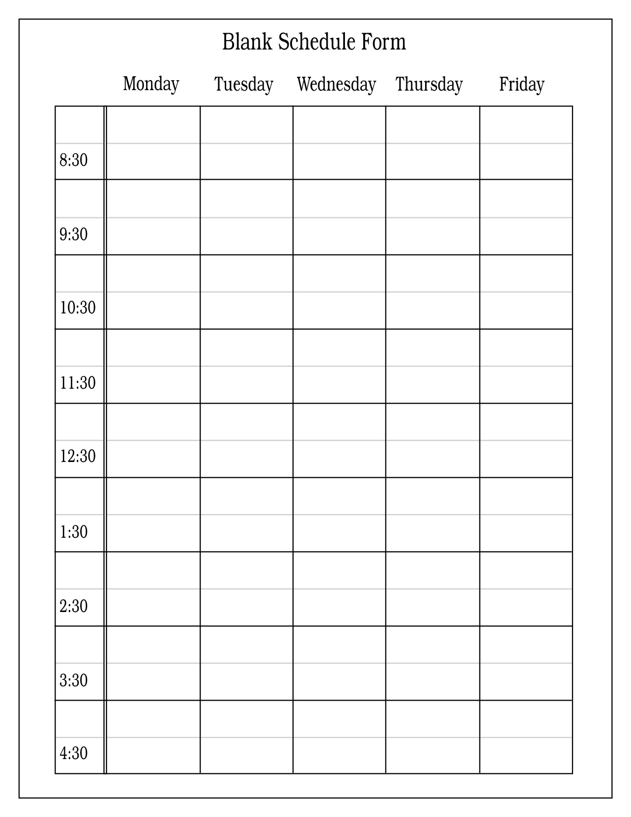 10 Best of Free Printable Blank Employee Schedules