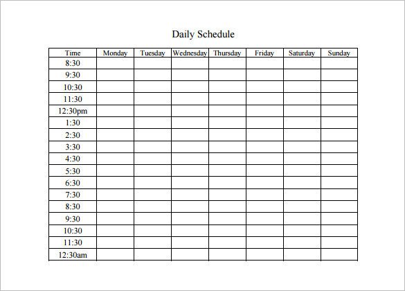 12 Activity Schedule Templates Word Excel PDF