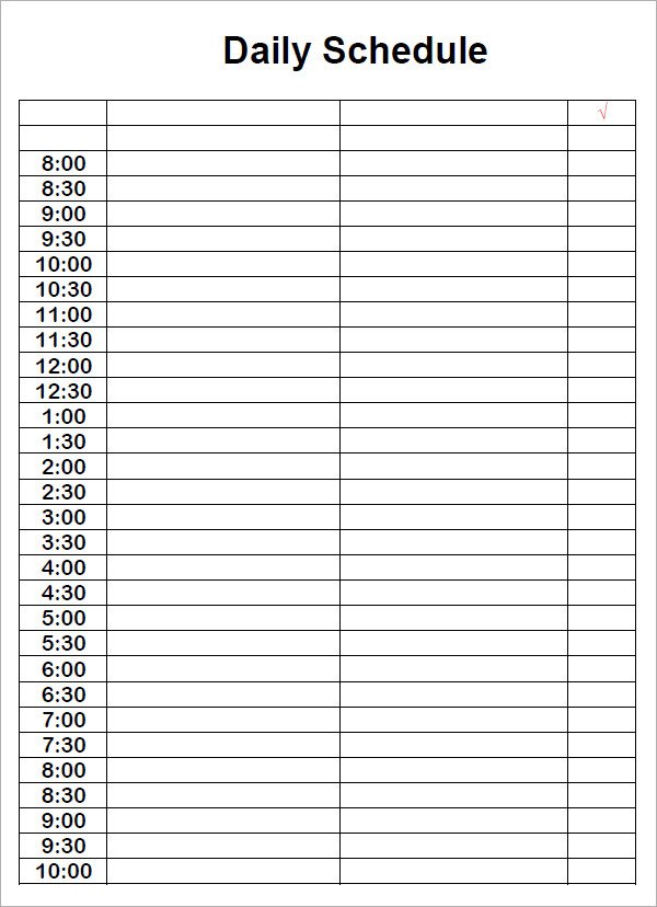 6 Best of Free Printable Blank Daily Schedule