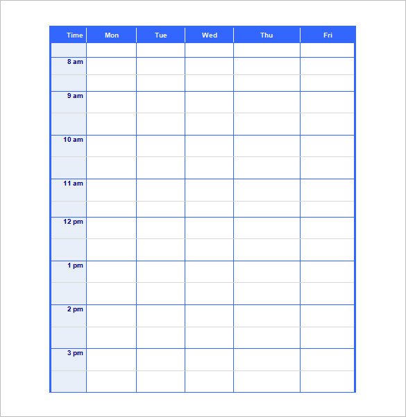 Blank Schedule Template 23 Free Word Excel PDF Format