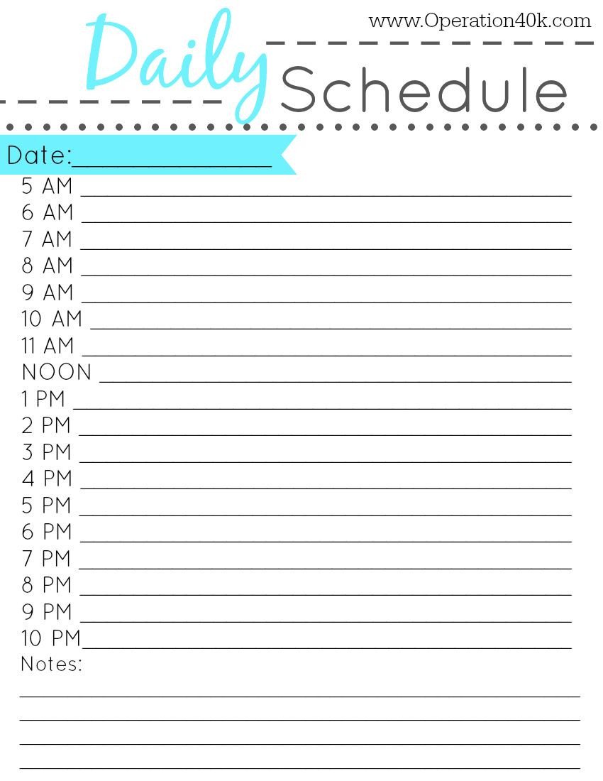 Free Printable Daily Schedule tips