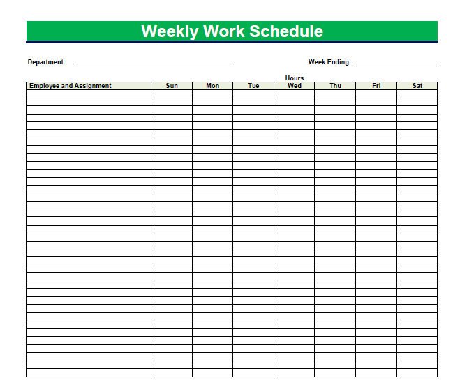 Printable Blank PDF Weekly Schedules