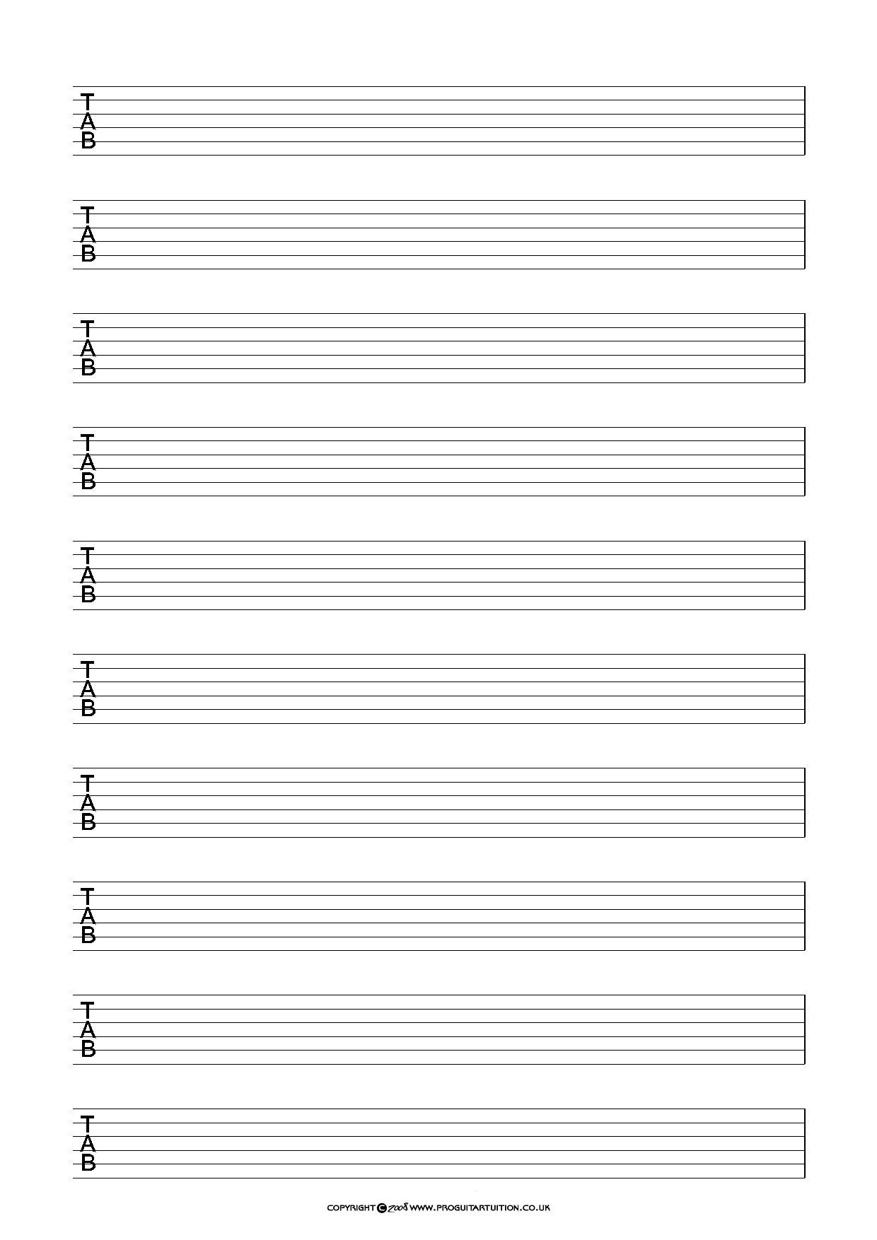 Blank Sheet Music for Guitar 100 Blank