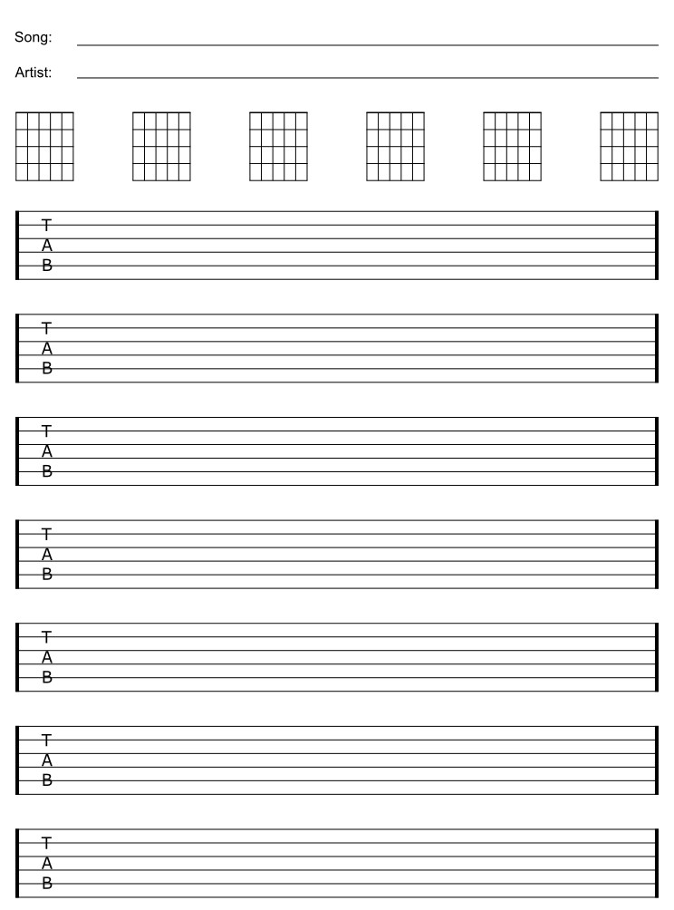 Free Blank Guitar Sheet Staff & Tab Paper