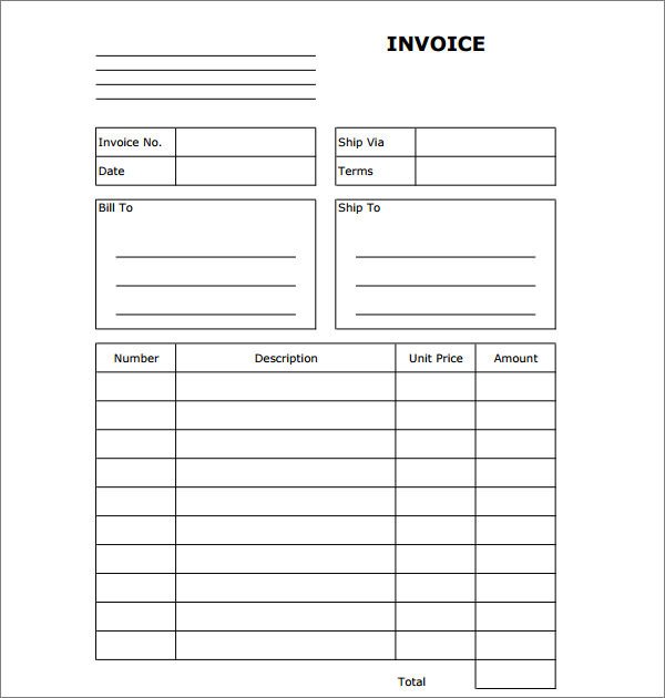 Blank Invoice Template Google Docs
