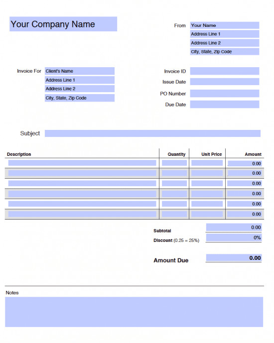 Free Blank Invoice Templates in Adobe PDF pdf