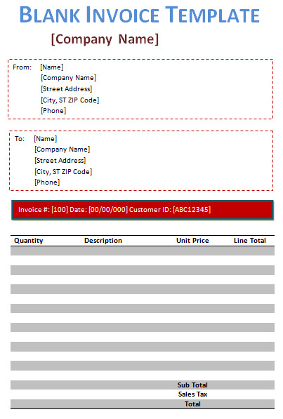 Blank Invoice Template 5 Free Blank Invoices