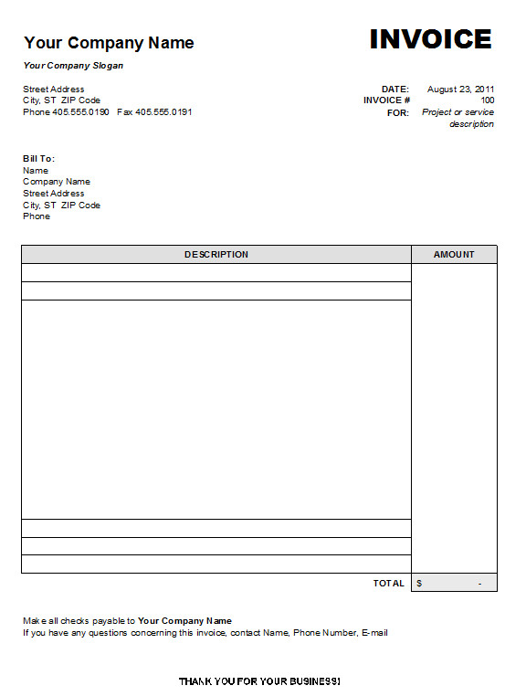Free Blank Invoice Form
