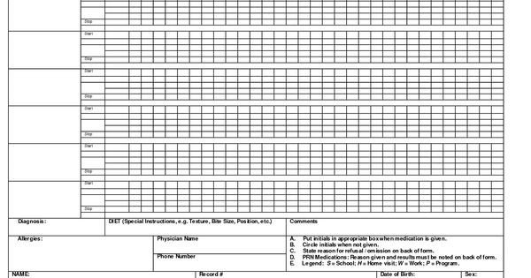 Administration Record Printable Medication Chart
