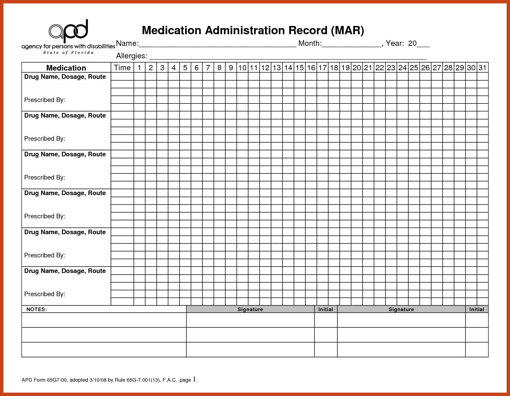 medication administration record template pdf Hospi