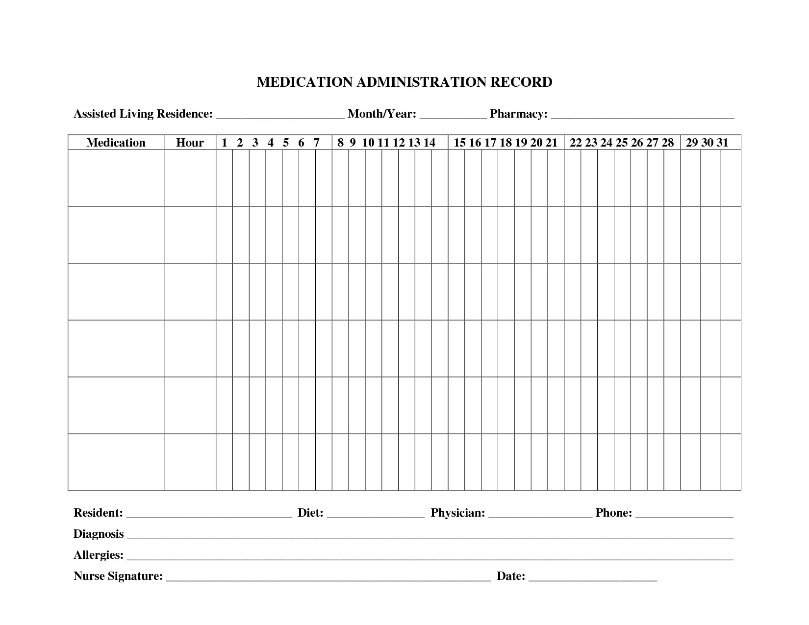 medication administration records template