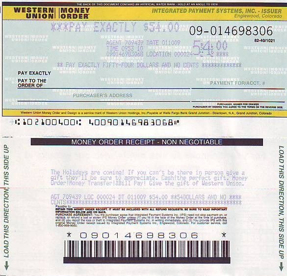 picture western union money order