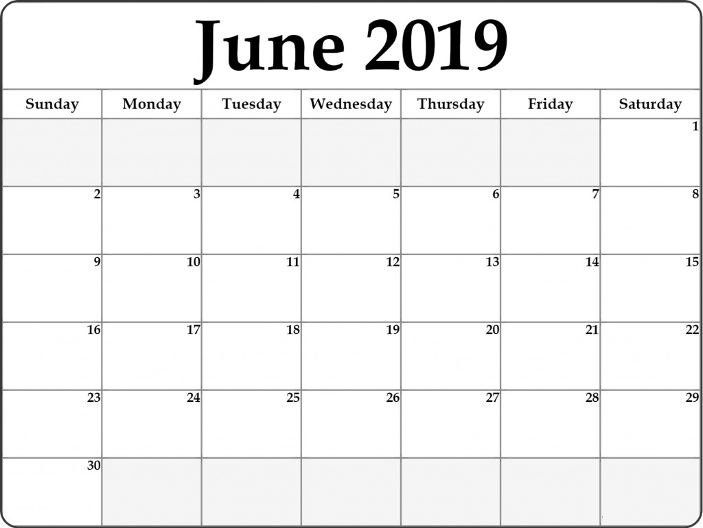 Free June 2019 Printable Calendar Templates PDF Word Excel