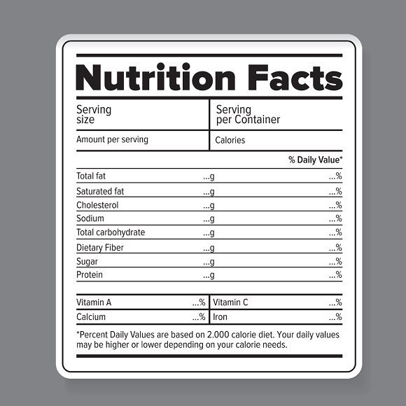 Nutrition facts vector label Objects Creative Market