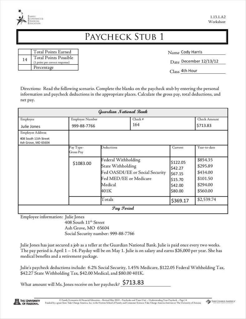 9 Free Pay Stub Templates Word PDF Excel Format