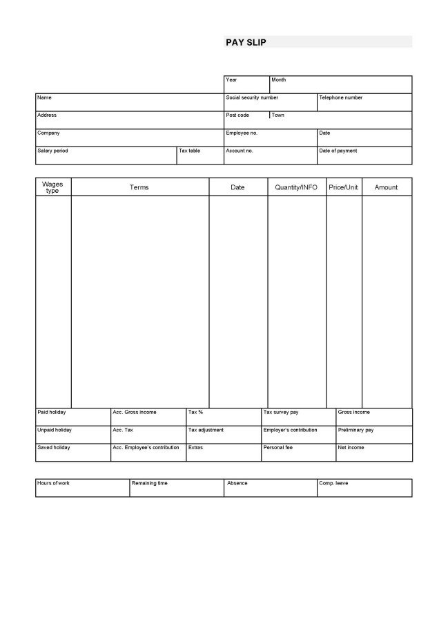 Download Blank Pay Stub Templates Excel PDF
