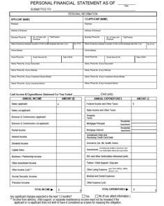 Free Printable Personal Financial Statement