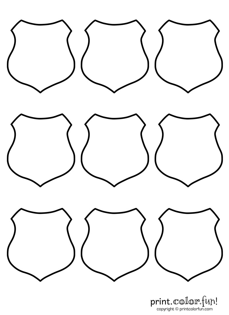 9 blank shields coloring page Print Color Fun