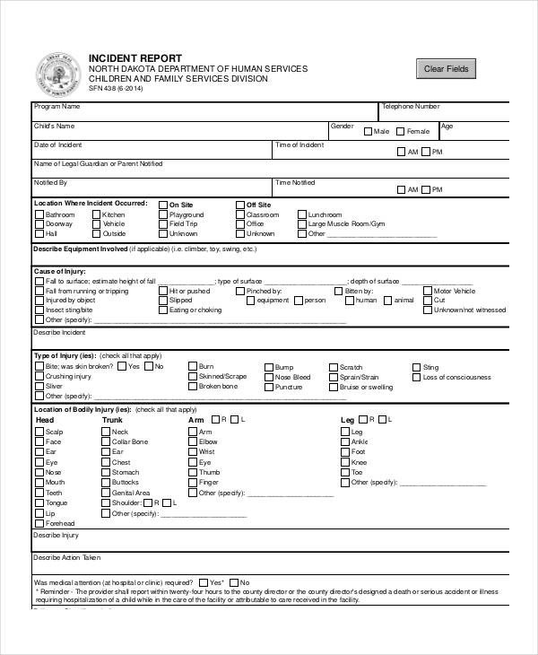 Blank Incident Report Template 18 Free PDF Word Docs