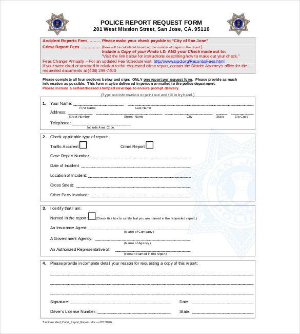 Sample Police Report Template 11 Free Word PDF