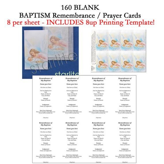 Baptism Remembrance Cards Baptism Prayer Cards Favors