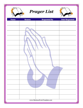 Prayer List Template