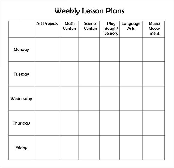 Weekly Lesson Plan 8 Free Download for Word Excel PDF