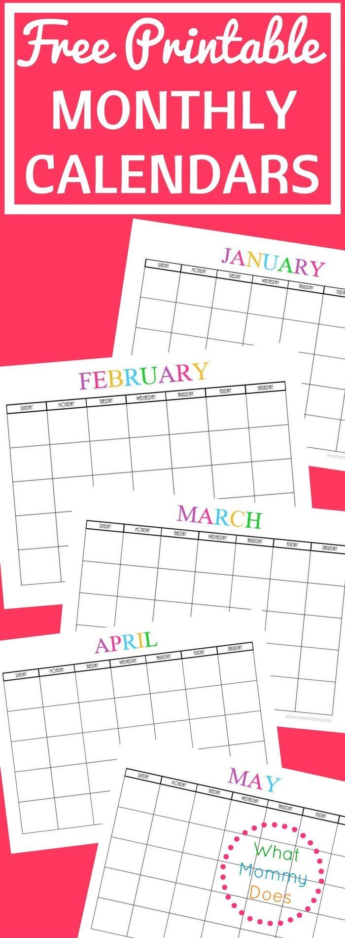 Free Printable Blank Monthly Calendars 2017 2018 2019